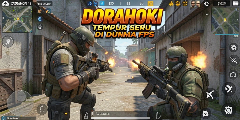 Screenshot gameplay DORAHOKI menampilkan aksi pertempuran yang mendebarkan.