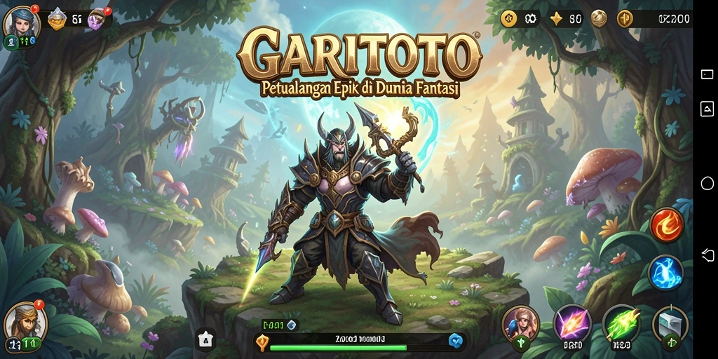 Tampilan gameplay GARITOTO dengan karakter yang sedang berpetualang di dunia fantasi.