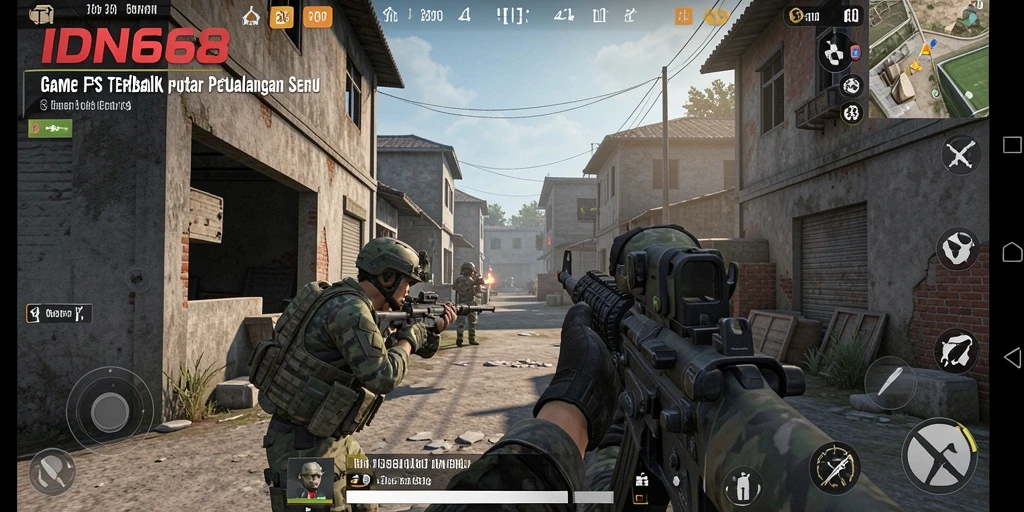 Tampilan dinamis gameplay menembak yang seru di IDN668.