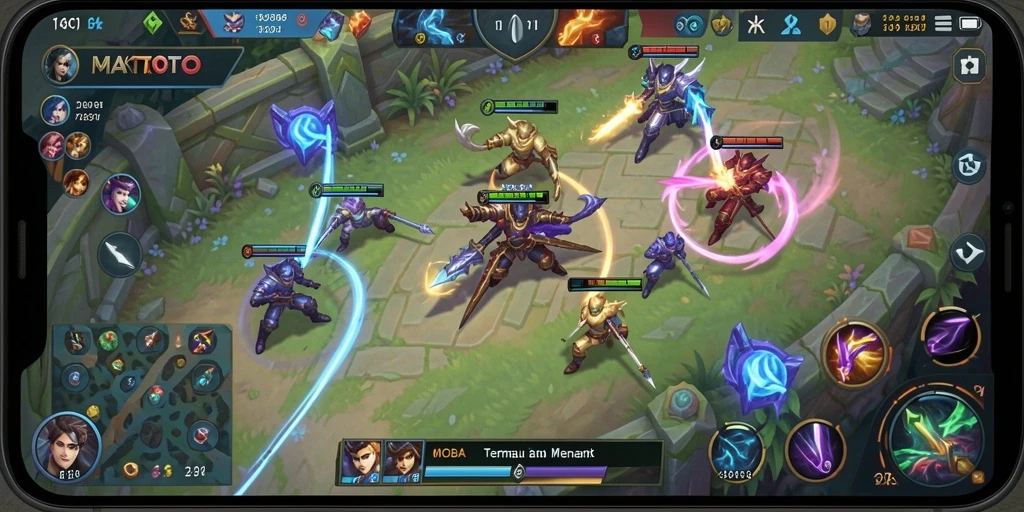 Screenshot gameplay MOBA dengan aksi seru dalam MAKTOTO.